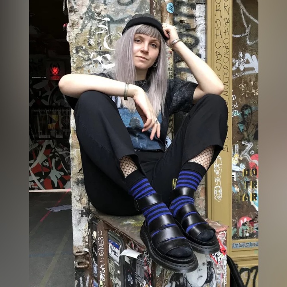 DR. MARTENS Clarissa Black Leather Strap Sandals
